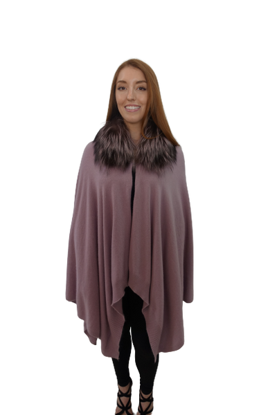 Rosewood Cape with Silver Fox Collar
