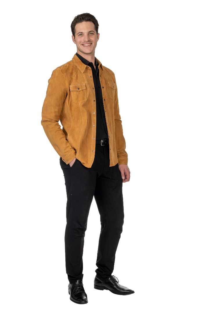 Men's Camel Suede Shirt