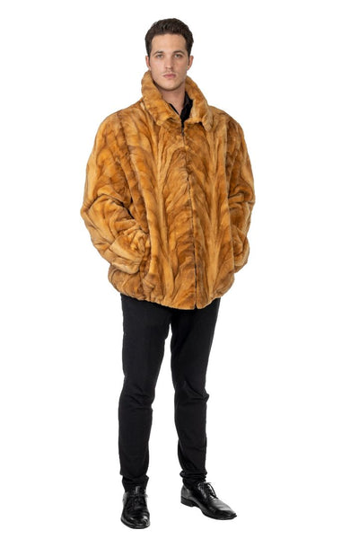 Men's Sheared Whiskey Mink Bomber Jacket