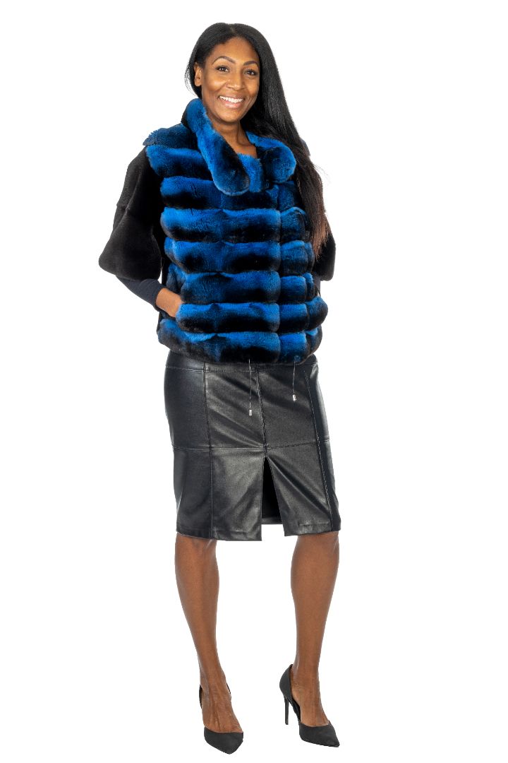 Blackglama Mink Jacket with Royal Blue Chinchilla Front