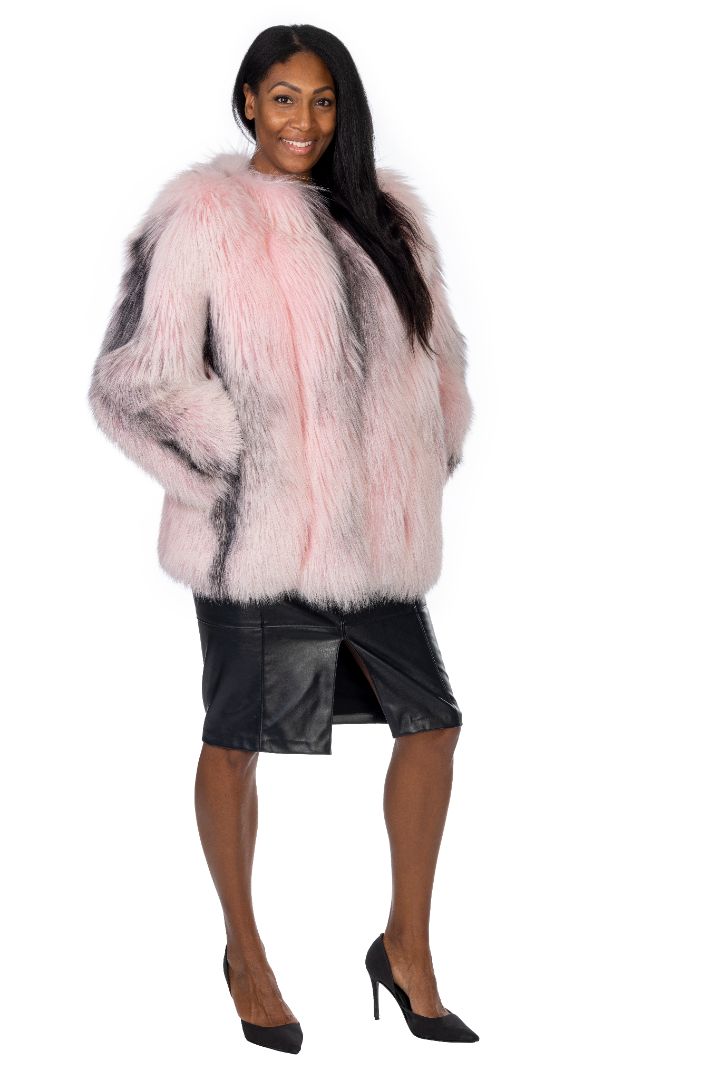 Pink Dyed Silver Fox Jacket