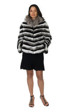 Load image into Gallery viewer, Rex Rabbit Parka Reversible to Poplin with Silver Fox Trim on Hood
