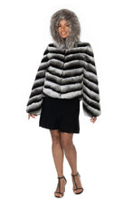 Load image into Gallery viewer, Rex Rabbit Parka Reversible to Poplin with Silver Fox Trim on Hood
