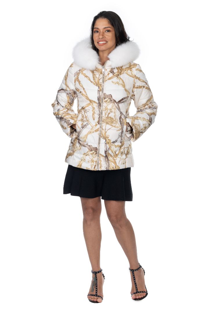 Brown and White Parka with White Fox