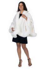 Load image into Gallery viewer, White Cashmere Cape with White Fox
