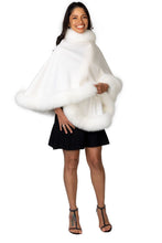 Load image into Gallery viewer, White Cashmere Cape with White Fox
