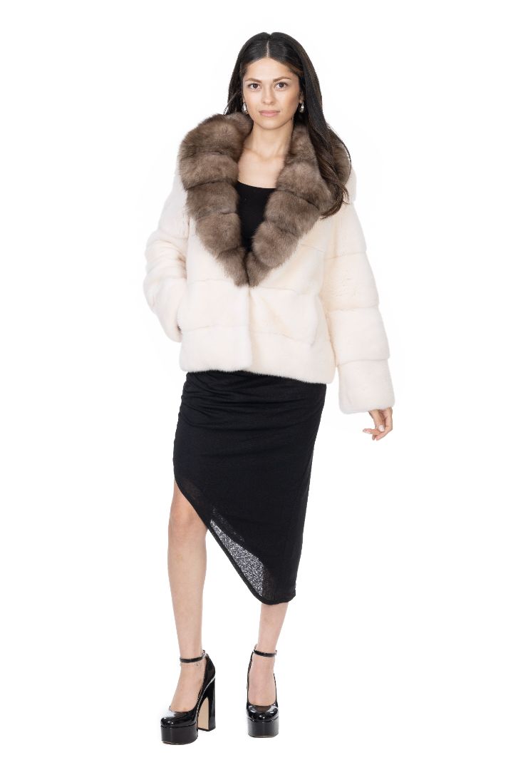 Natural Pearl Mink Jacket with Russian Sable