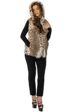 Load image into Gallery viewer, Natural Cat Lynx Vest with Hood
