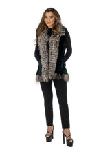 Load image into Gallery viewer, Emerald Green Sheared Beaver Vest with Silver Fox
