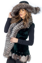 Load image into Gallery viewer, Emerald Green Sheared Beaver Vest with Silver Fox
