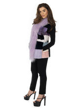 Load image into Gallery viewer, Multi Color MInk Vest with Purple Tibetan Lamb
