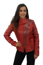 Load image into Gallery viewer, Red Python Bomber Jacket
