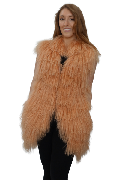 Orange Tibetan Lamb Vest