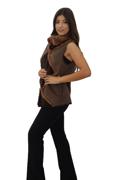 Cashmere Vest with Mink trim