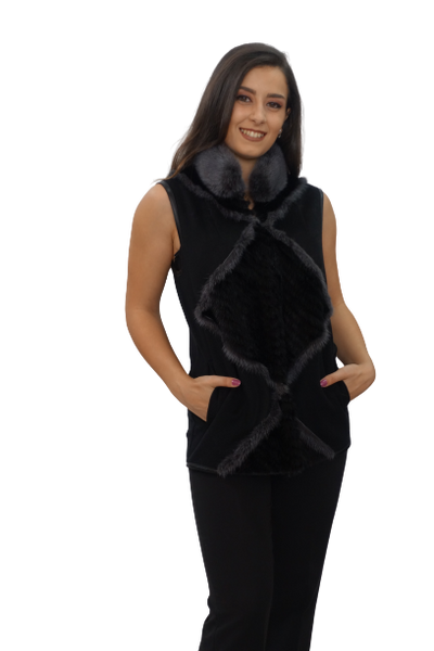 Cashmere Vest with Mink trim