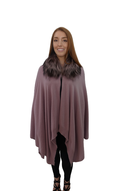 Rosewood Cape with Silver Fox Collar