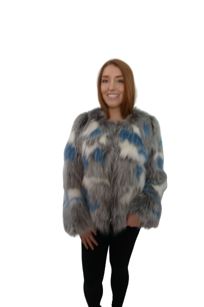Gray, Blue and White Fox Jacket