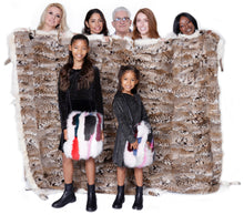 Load image into Gallery viewer, Cat Lynx Blanket with White Fox Trim

