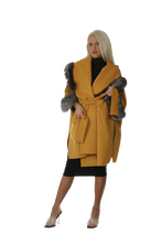 Load image into Gallery viewer, Cashmere Cape with Silver Fox Trim
