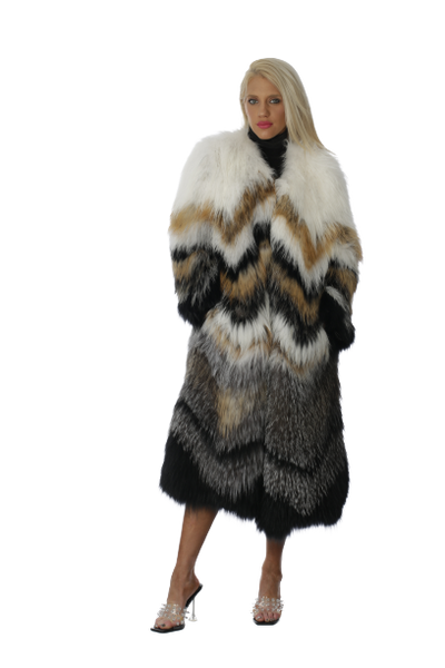 Multi-Color Feathered Fox Coat “Weightless”