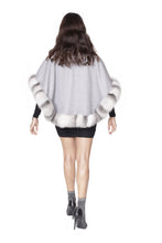 Load image into Gallery viewer, Grey Cashmere Cape with Fox
