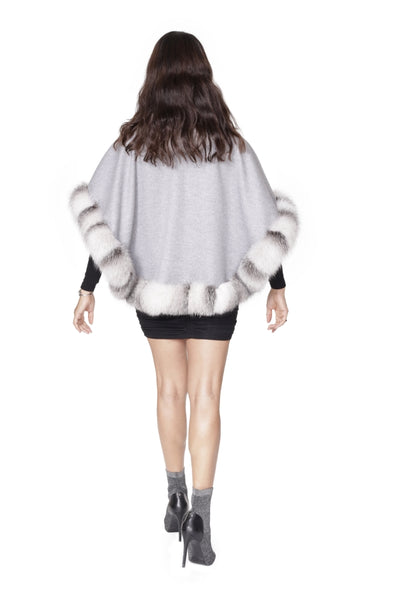 Grey Cashmere Cape with Fox