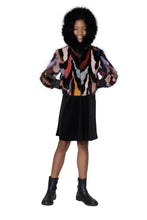 Load image into Gallery viewer, Multicolor Mink Children&#39;s Parka with Black Fox
