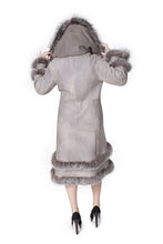 Load image into Gallery viewer, Grey Shearling Coat with Silver Fox
