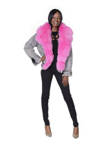 Load image into Gallery viewer, Denim Jacket with Dyed Fuchsia Fox
