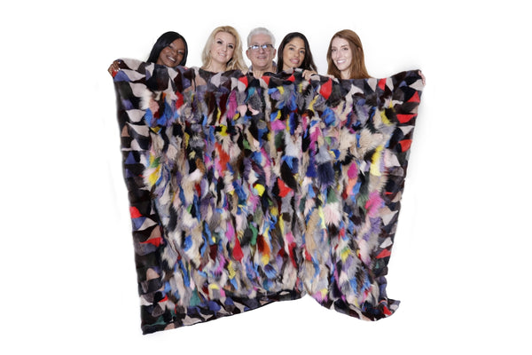Multicolor Mink & Fox Blanket with Velvet Lining