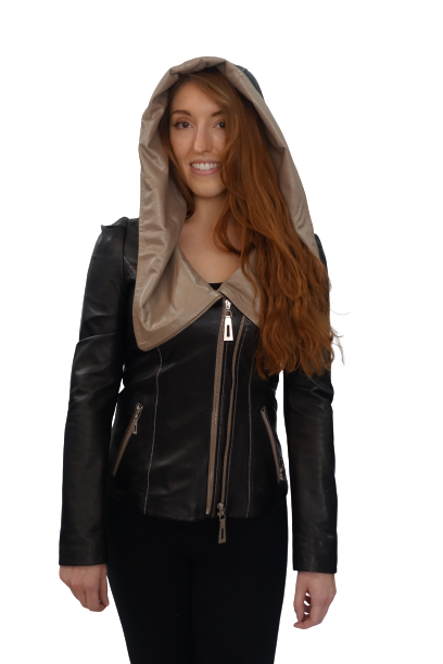 Black & Tan Lambskin Leather Jacket