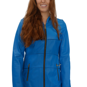 Blue Lambskin Leather Jacket