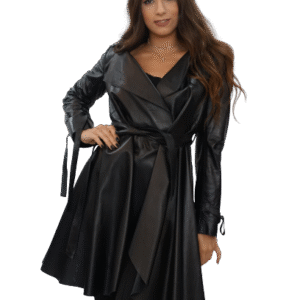 Black Lambskin Leather swing 3/4 Jacket