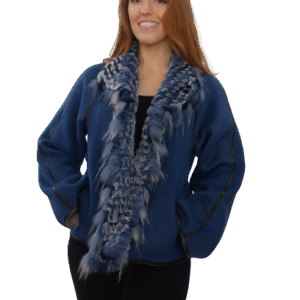 Blue Cashmere/Wool Jacket with Rex and Fox trim