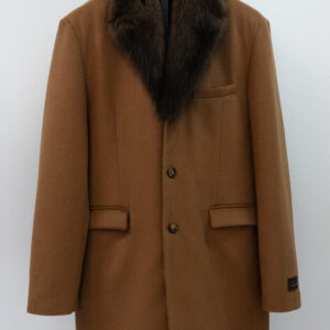 Men's Wool/Cashmere 3/4 Coat With Fisher Collar