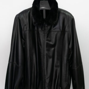 Men's Black Lambskin Bomber Jacket Reversible to Full skin Mink