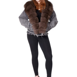Denim Jacket with Dyed Brown Fox