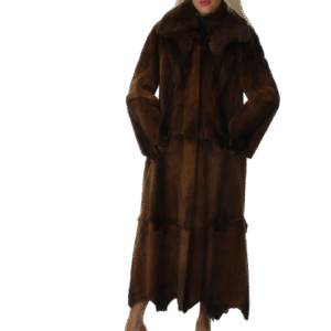 Mahogany Mink Semi Sheared Coat with Brown Fox Collar