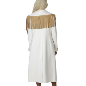 White Loro Piana Wool Coat with Fringes