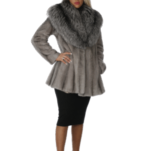 Grey Mist Mink Jacket with Silver Fox Cape Collar