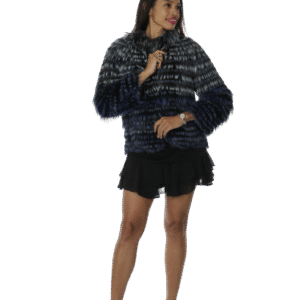 Blue & Grey Feathered Fox Jacket