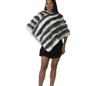 White Knitted Rex & Silver Fox Poncho