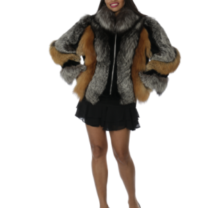 Silver & Red Fox Bomber Jacket