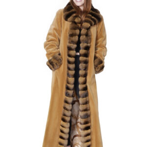 Whiskey Dyed Sheared Mink Ovals with Rex Fox Collar & Cuffs