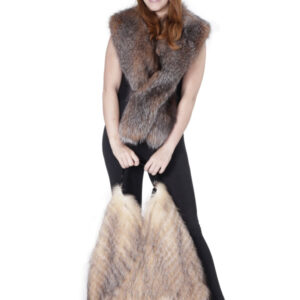 Crystal Dyed Fox Collar with Matching Crystal Fox Purse