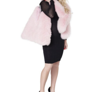 Pink Dyed Fox Collar with Matching Pink Fox Purse