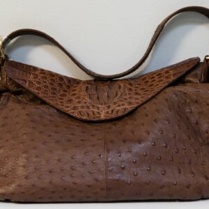 Brown Ostrish Bag with crocodile trim