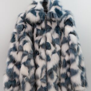 Men's Blue & White sections Fox Bomber Jacket