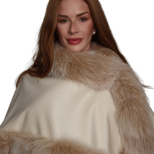 Cashmere Cape with Silver Fox Trim