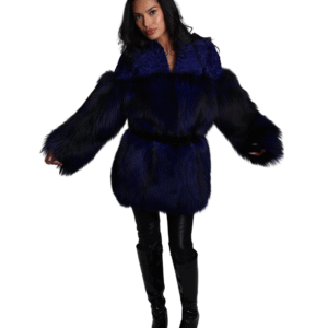 Royal Blue Swakara Lamb w Royal Blue Dyed Silver Fox